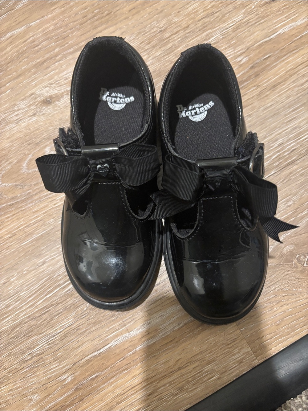 Dr. Martens Girls' Black Patent Mary Janes with Bow